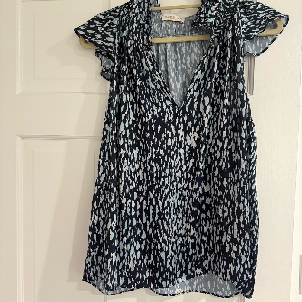 Ramy Brook Sky and Ivory Blouse